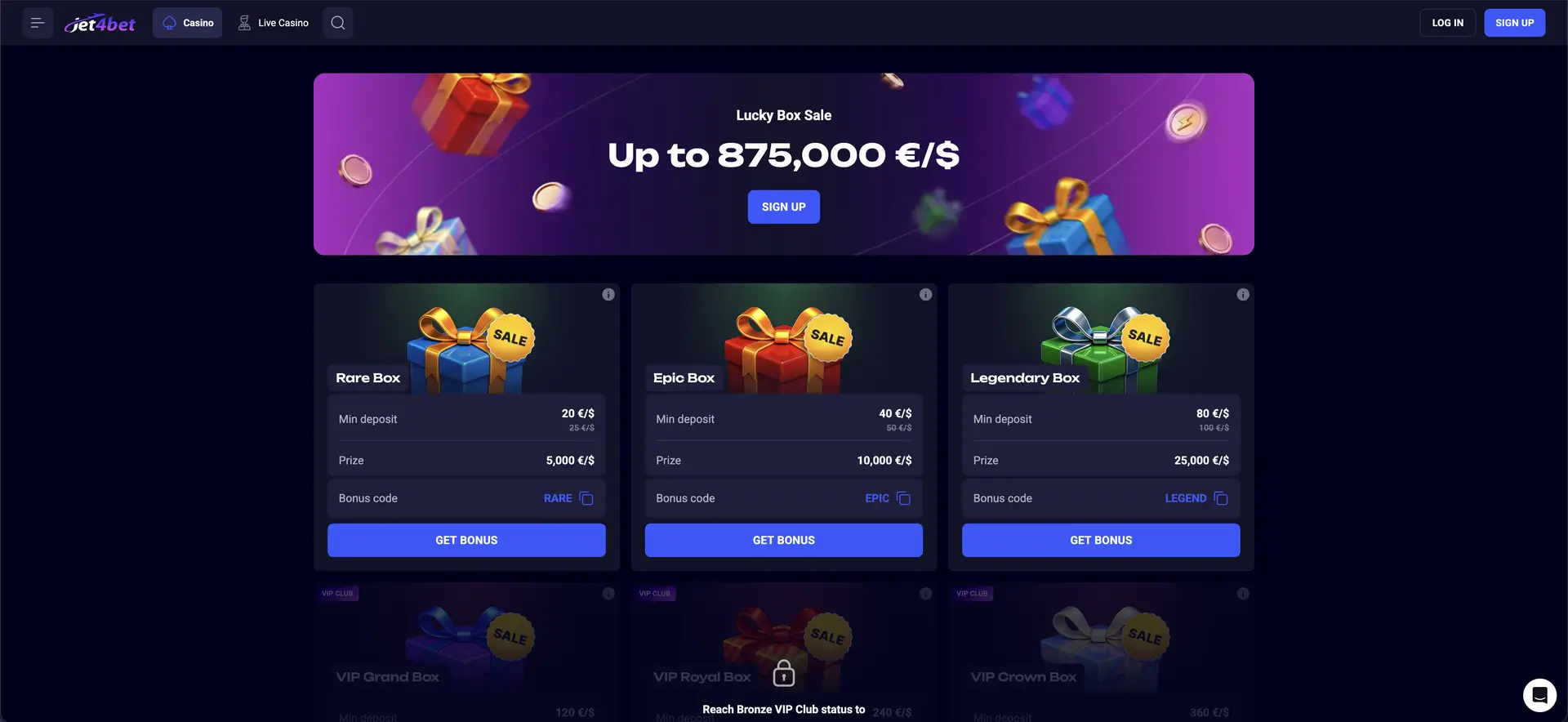 Jet4bet lucky spin levels